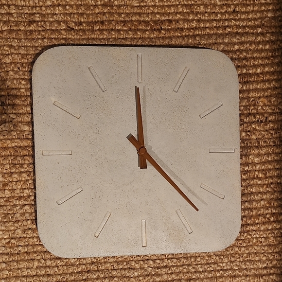 Other - Modern Gray Wall Clock with Brown Accents